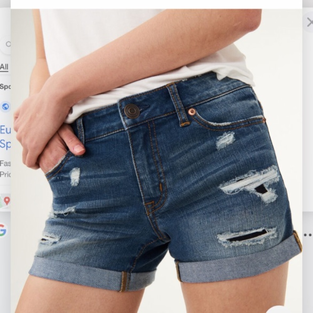 AEROPOSTALE Ripped Destroyed MIDI Jean Cuff Shorts Sz 0 28 29